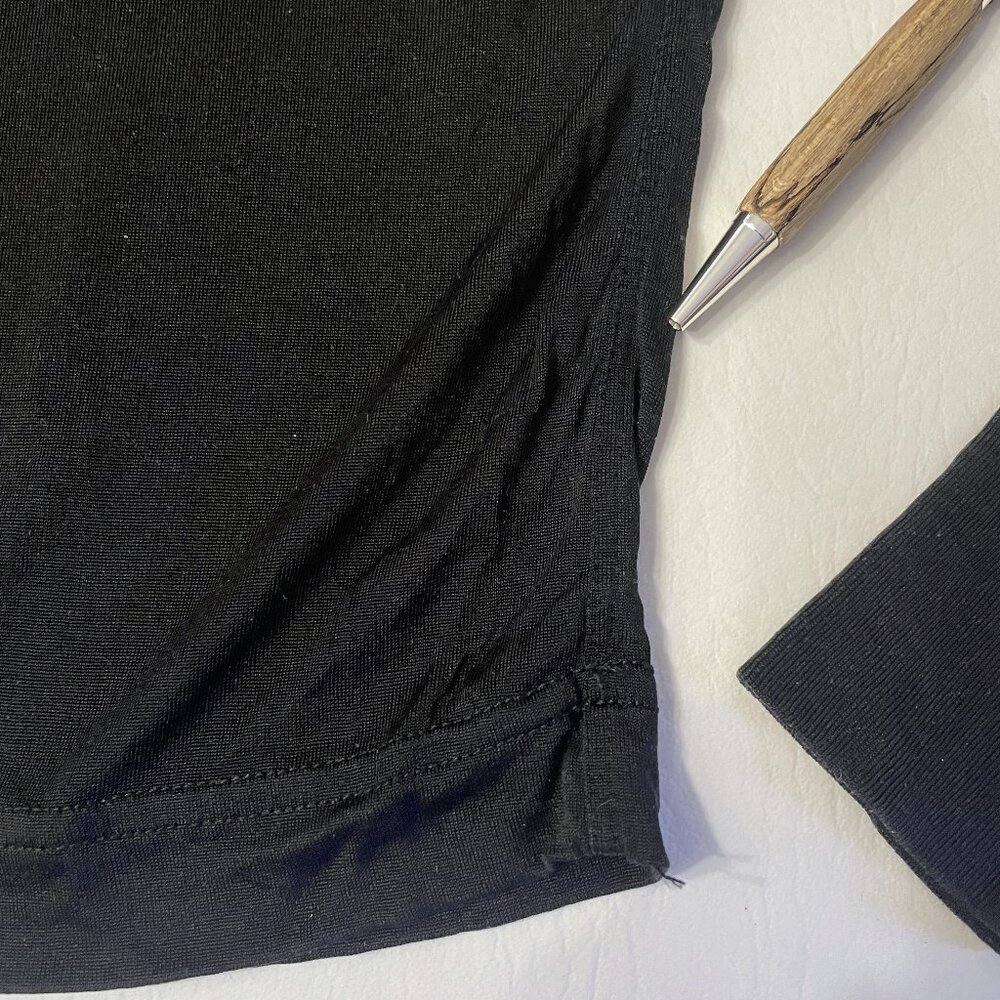 Polar Edge Shirt Mens Medium Black 100% Silk Base Layer Crew Neck Long Sleeve - Picture 9 of 9